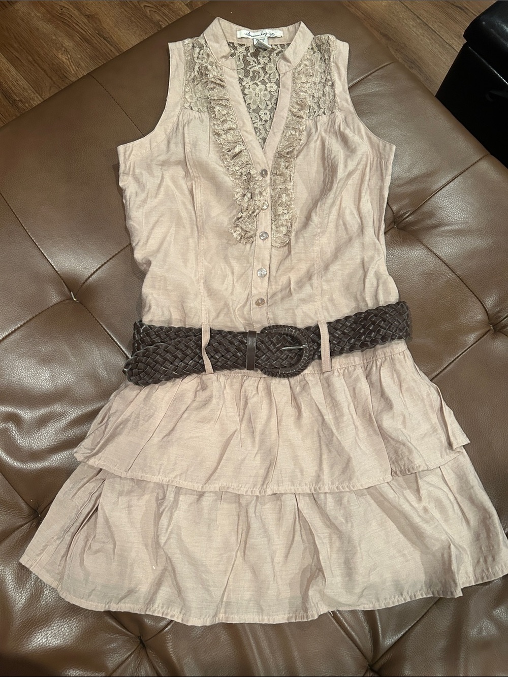 American Rag Blush Lace Overlay Sleeveless Top